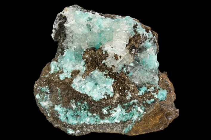 Calcite Encrusted Fibrous Aurichalcite Crystals - Mexico #127229